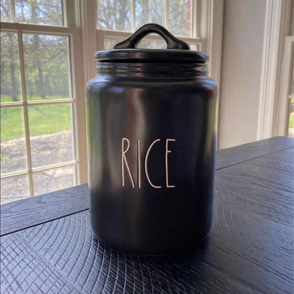 Rae Dunn Kitchen Rae Dunn Black Rice Canister Poshmark